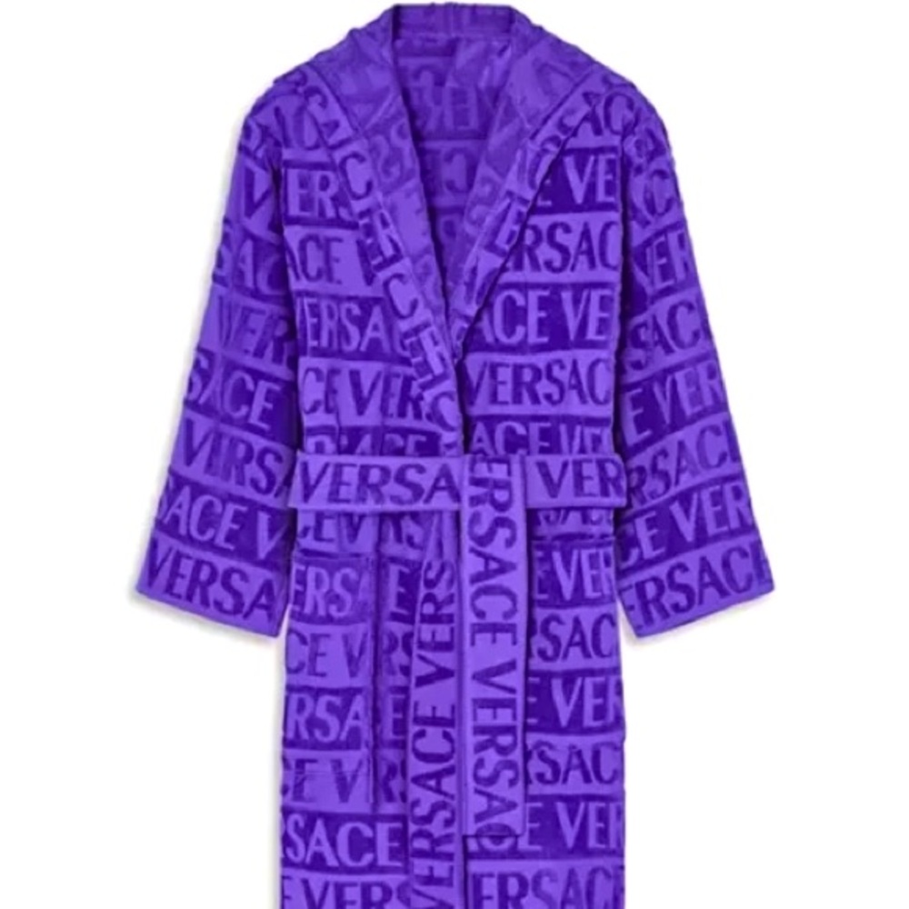 Versace Hooded Crystal-Embellished Logo Robe